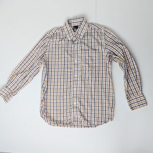 GAP Kids Blue and Orange Plaid Button Down Shirt